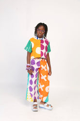Kids Orange and Magenta Wide leg Pants